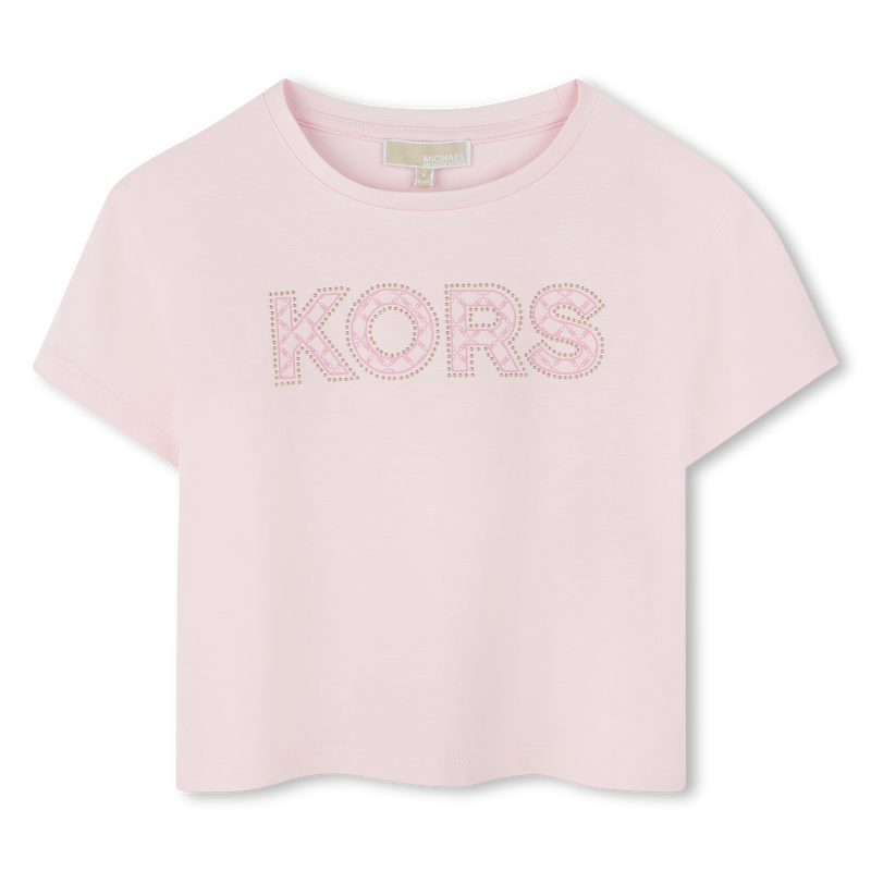 T-shirt "cropped" de algod&atilde;o MICHAEL KORS 
                        GIRL