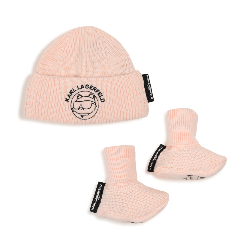 Conjunto de touca e pantufas KARL LAGERFELD KIDS 
                        MENINA