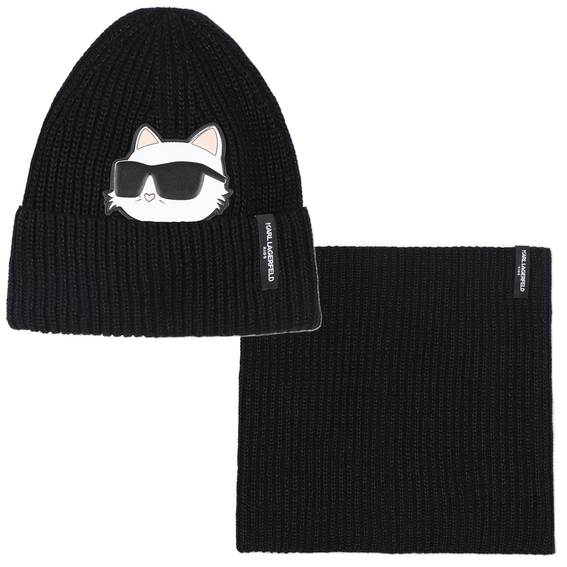 Conjunto de chapéu + aquecedor de pescoço KARL LAGERFELD KIDS 
                    GIRL