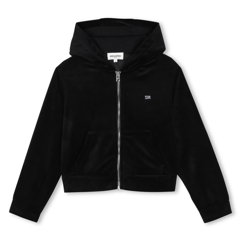 Cardig&atilde; de veludo com capuz SONIA RYKIEL 
                        GIRL