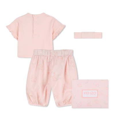 CONJUNTO DE T-SHIRT, PIJAMA E HEADBAND KENZO KIDS GIRL