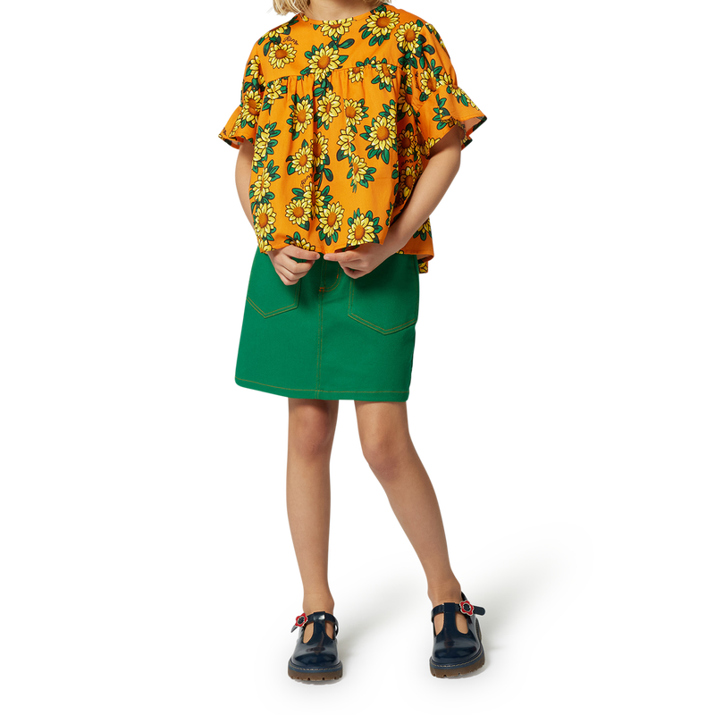 Saia trap&eacute;zio com bolsos KENZO KIDS 
                        MENINA