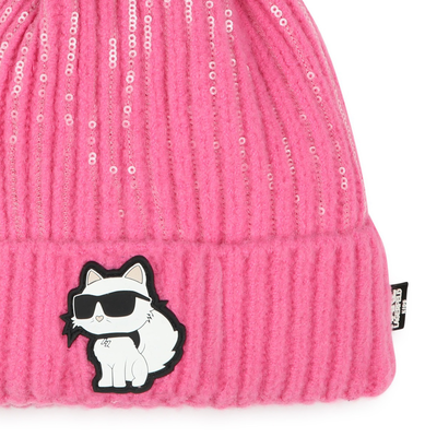 Gorro de malha com pompom KARL LAGERFELD KIDS GIRL
