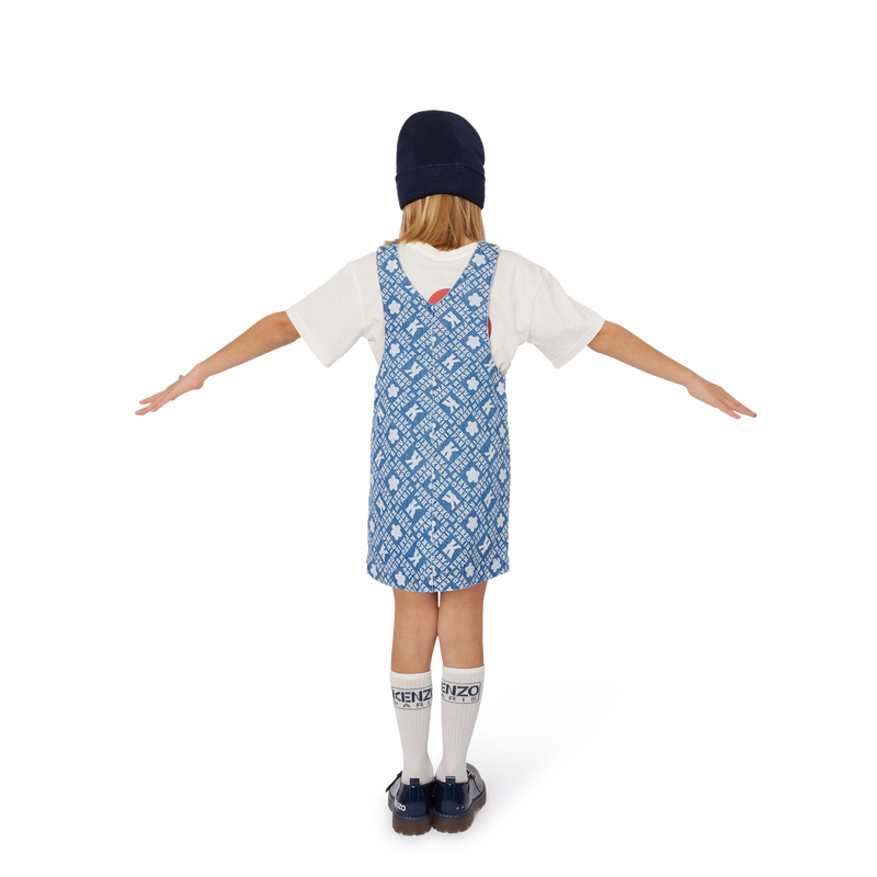 Printed Denim Pinafore Dress KENZO KIDS 
                    GIRL