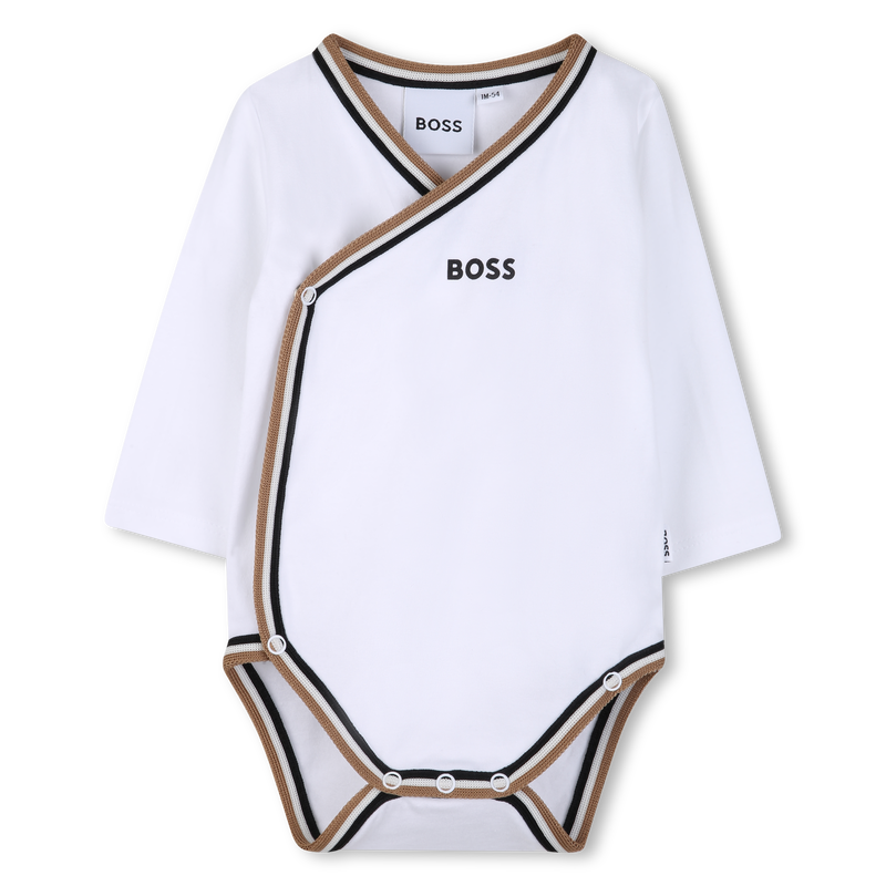 PIJAMA + BODYSUIT + GORRO + CONJUNTO DE LUVAS BOSS 
                        BOY