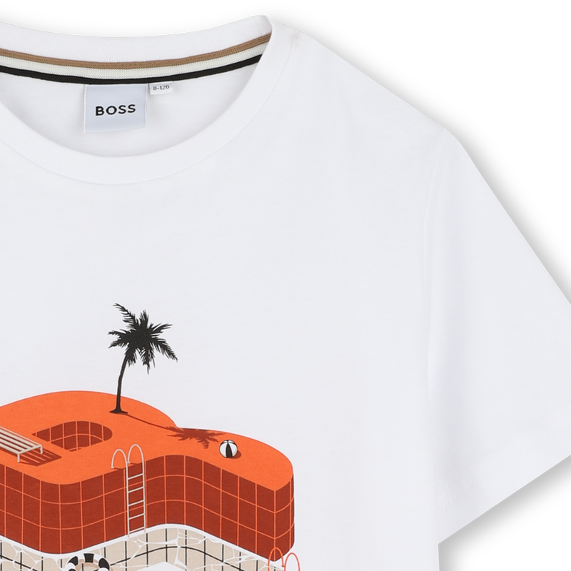 T-shirt manga curta em algod&atilde;o BOSS 
                        BOY