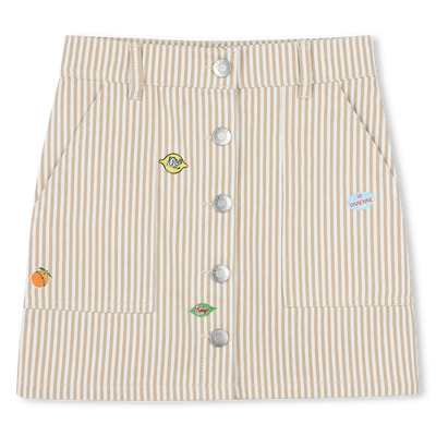 Saia de algod&atilde;o com emblemas KENZO KIDS GIRL