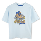 T-shirt larga com estampa, AZUL CE&Uacute;, hi-res