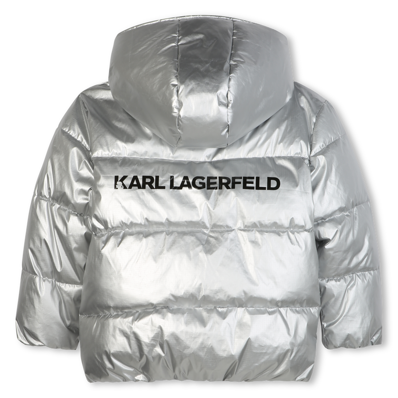 Jaqueta prateada com capuz KARL LAGERFELD KIDS 
                    GIRL