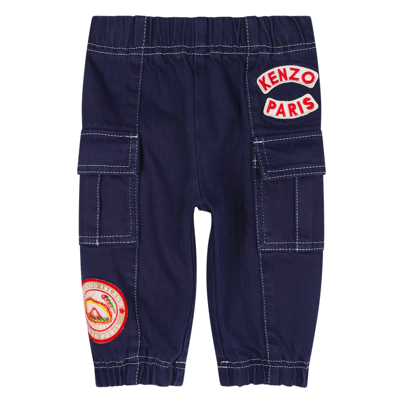 Patched Cotton Twill Pants KENZO KIDS 
                    BOY