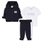 Cardigan + pants + conjunto de t-shirts, AZUL MARINHO, hi-res