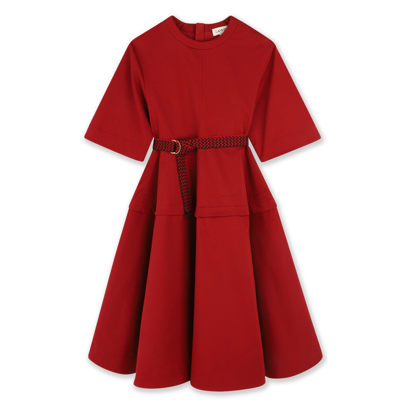 Vestido comprido de algod&atilde;o LANVIN 
                        GIRL