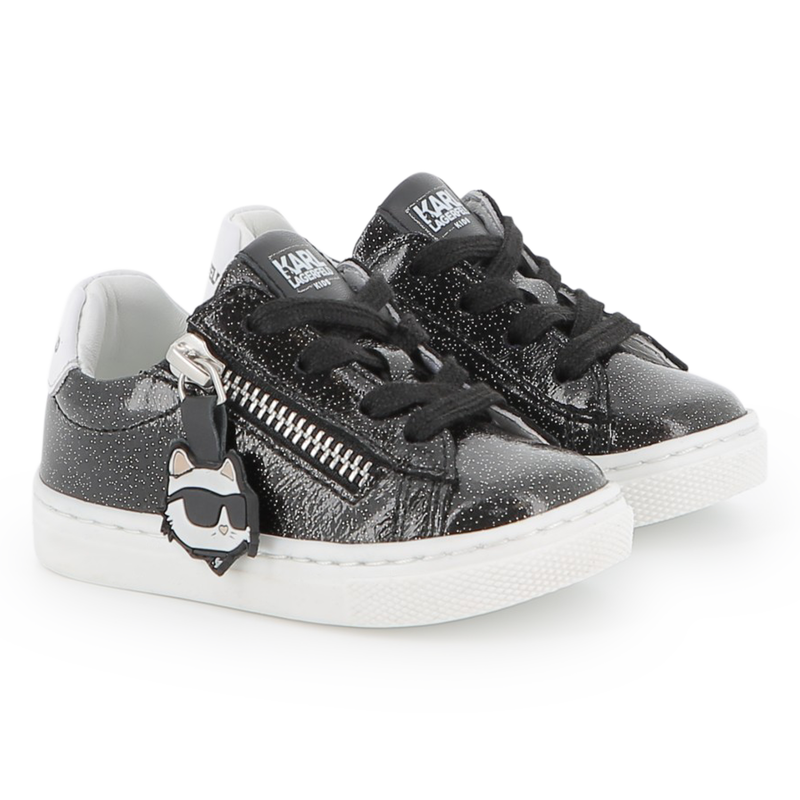 Tênis de couro de cano baixo KARL LAGERFELD KIDS 
                    GIRL
