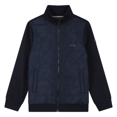 Cardig&atilde; bi-mat&eacute;ria com fecho BOSS BOY