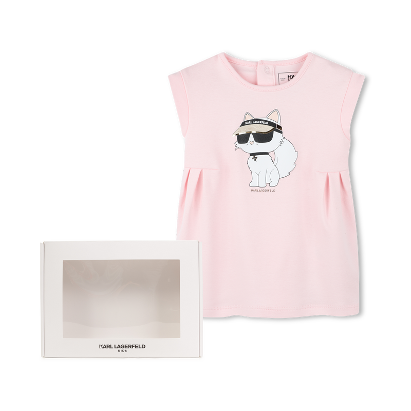 Vestido evasê com estampa KARL LAGERFELD KIDS 
                    GIRL