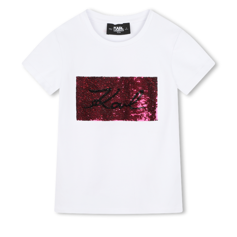 T-shirt com lantejoulas KARL LAGERFELD KIDS 
                        GIRL