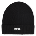 Chap&eacute;u de malha com logotipo, PRETO, hi-res
