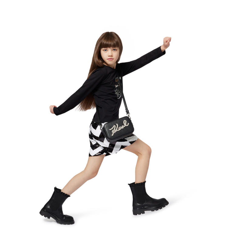 Bota Chelsea de couro bovino KARL LAGERFELD KIDS 
                    GIRL