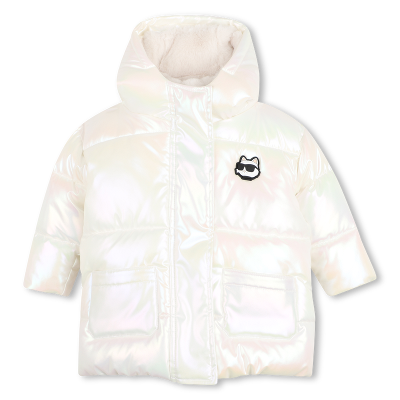 Casaco acolchoado com capuz KARL LAGERFELD KIDS 
                        GIRL