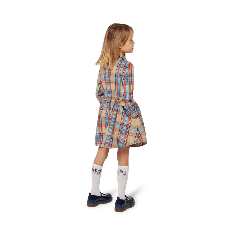 Checked Cotton Shirt Dress KENZO KIDS 
                    GIRL