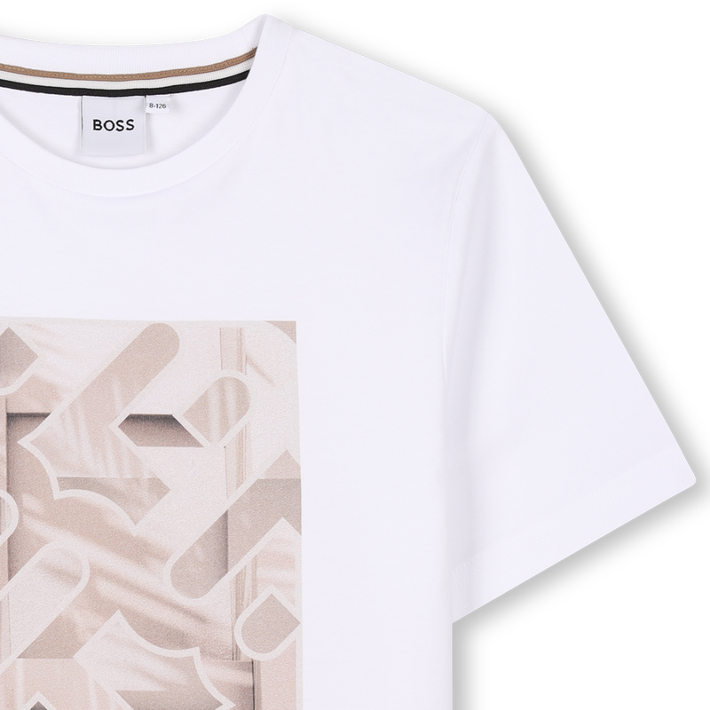 T-shirt manga curta em algod&atilde;o BOSS 
                        MENINO
